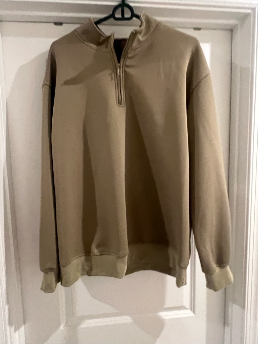Men's Quarter-Zip Pullover Sweater in Tan